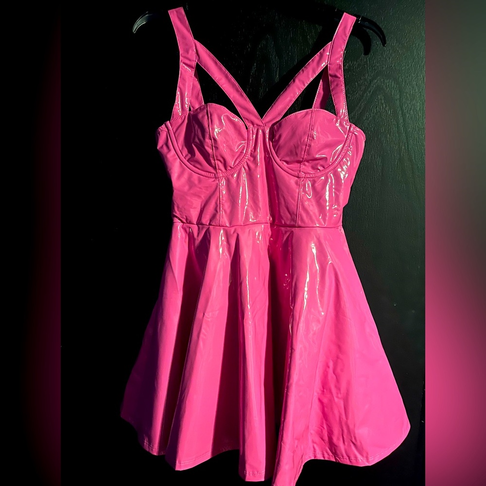 Dolls kill pink vinyl dress Medium
